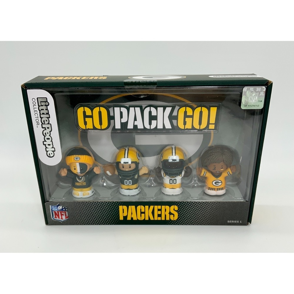 Green Bay Packer Fisher-Price Little People Collector Set Of 4 NFL Gift Fans - Picture 4 of 7